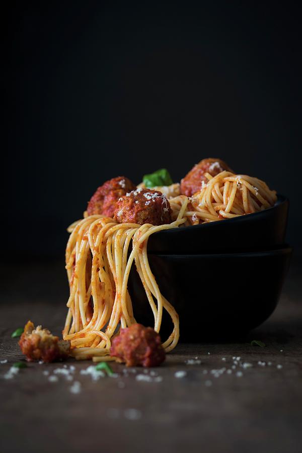 Spaghetti With Tomato Sauce And Meatballs Photograph by Malgorzata Laniak