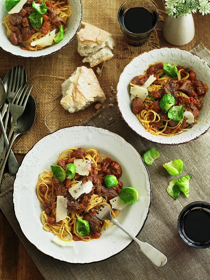 Spaghetti With Venison Ragout And Parmesan Cheese Photograph by Alex ...