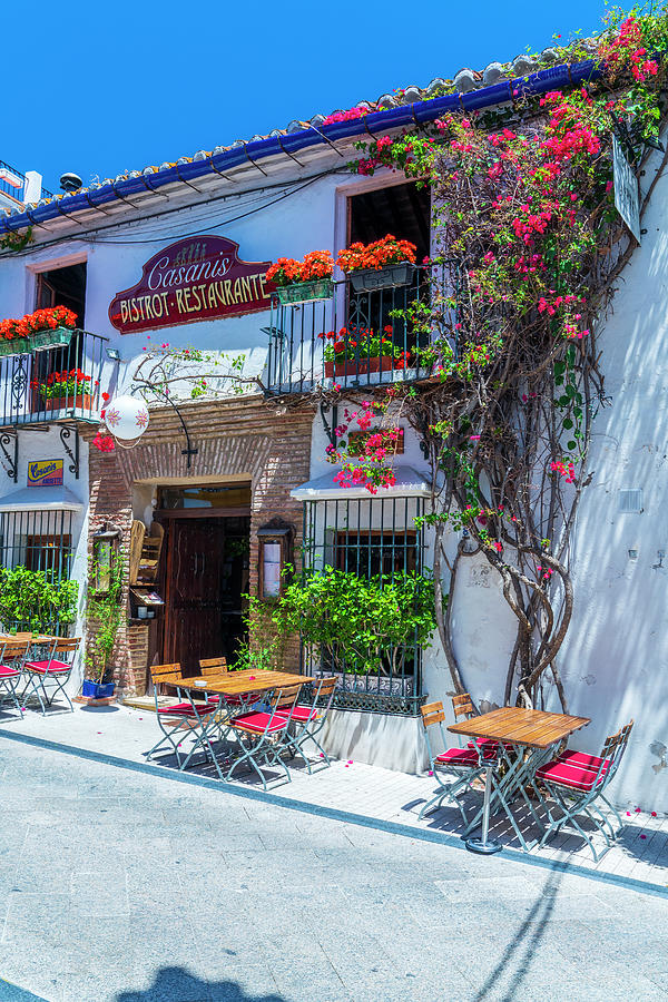 Spain, Andalusia, Marbella, Restaurant On Calle Ancha Digital Art by Sebastian Wasek