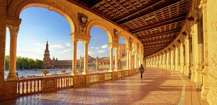 Spain, Andalusia, Seville, Seville District, Plaza De Espana Digital Art by Jan Wlodarczyk