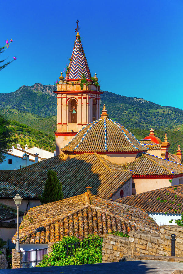 Spain, Andalusia, Zahara De La Sierra, Cadiz District, White Towns, Sierra De Grazalema Natural Park, Roofs And Bell Tower Digital Art by Olimpio Fantuz