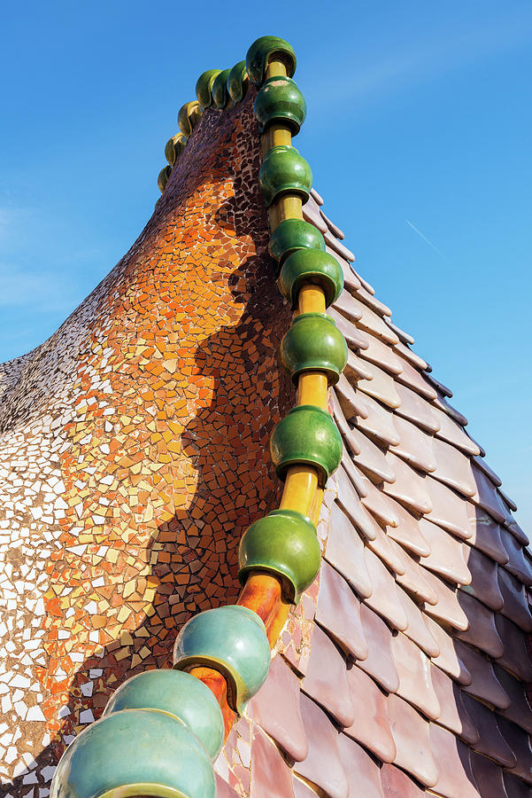 Spain, Catalonia, Barcelona, Casa Batllo, The Rooftop Digital Art by Jordan Banks