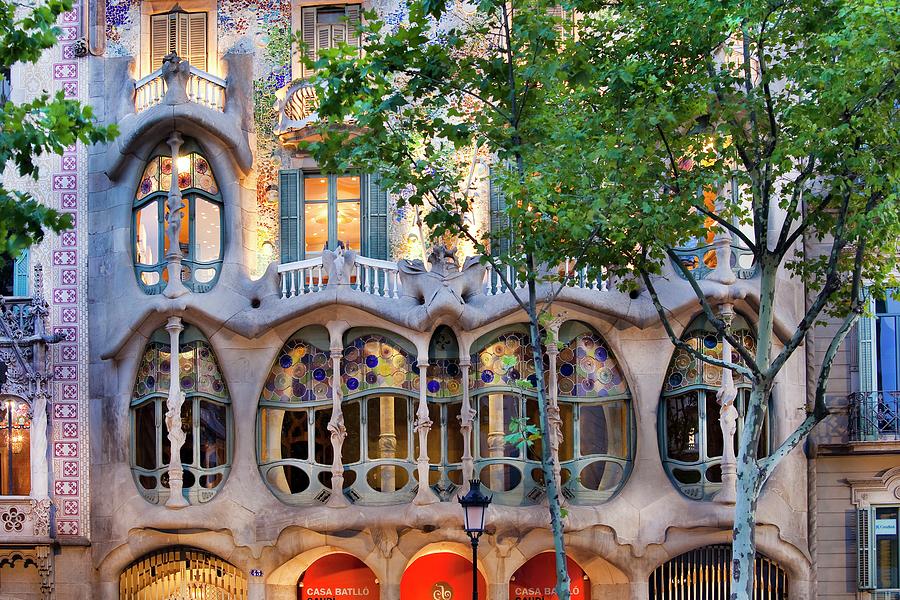 Architecture Digital Art - Spain, Catalonia, Barcelona District, Barcelona, Casa Batllo, Antoni Gaudi Architect In Passeig De Gracia Avenue, Windows by Anna Serrano