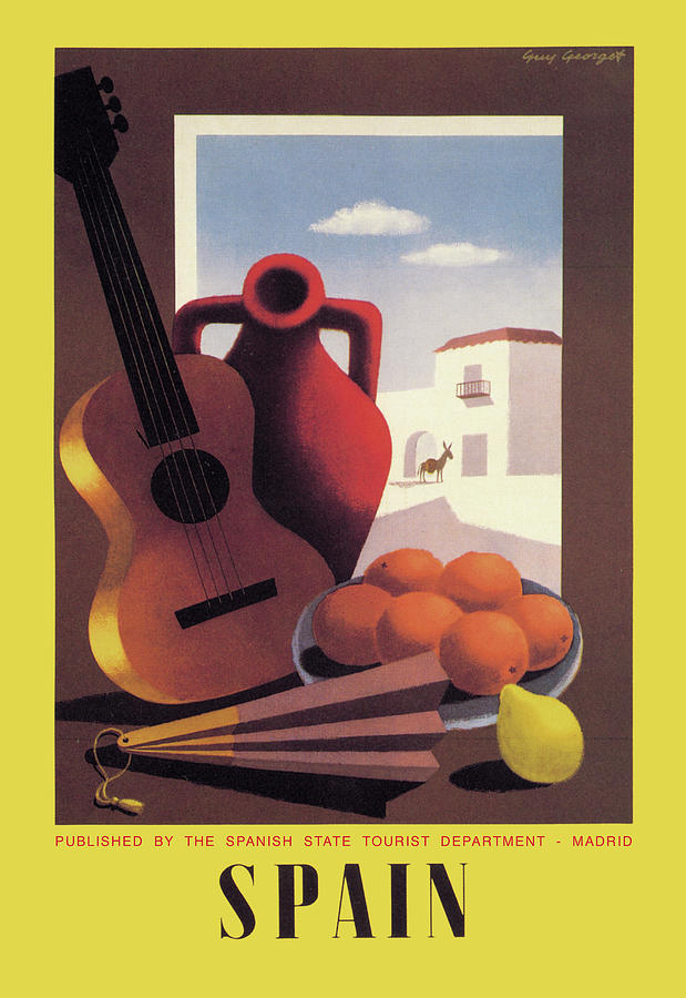 Spain: Guitar and Oranges Painting by Paul Miracovici
