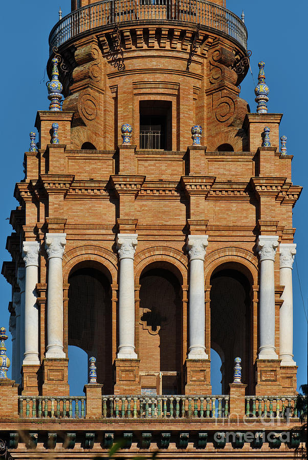Spain Square Tower Detail 2 in Seville by Angelo DeVal Spain Square Tower Detail 2 in Seville by Angelo DeVal