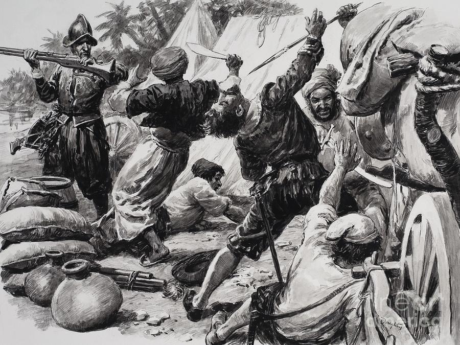 Spaniards Fight Arabs Painting by Cl Doughty