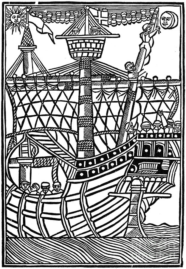 Spanish Caravel, 1439 1964. Artist Anon Drawing by Print Collector