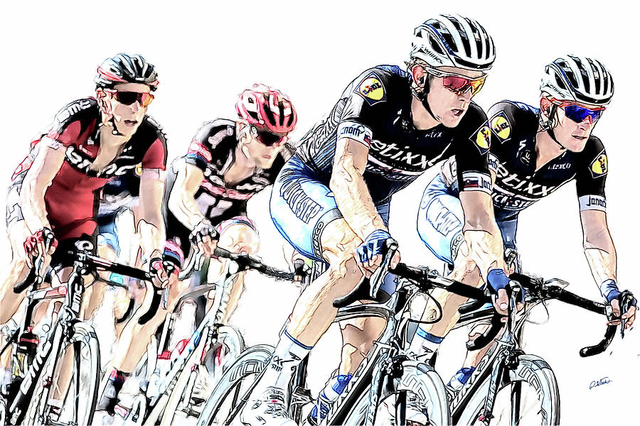 Spanish Cyclists - DWP1819651 Drawing by Dean Wittle