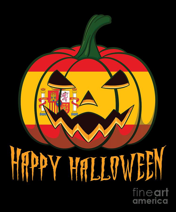 Spanish Flag Halloween Pumpkin Jack o Lantern Costume Digital Art by Martin Hicks - Pixels