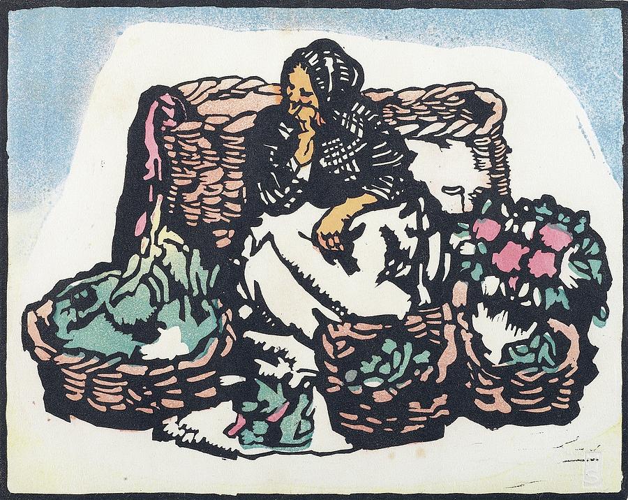 Illustration Painting - Spanish Market Woman by Maud Sherwood