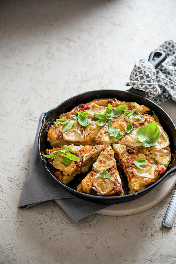 Spanish Potato Tortilla With Red Peppers And Goats Cheese Photograph by Magdalena Hendey