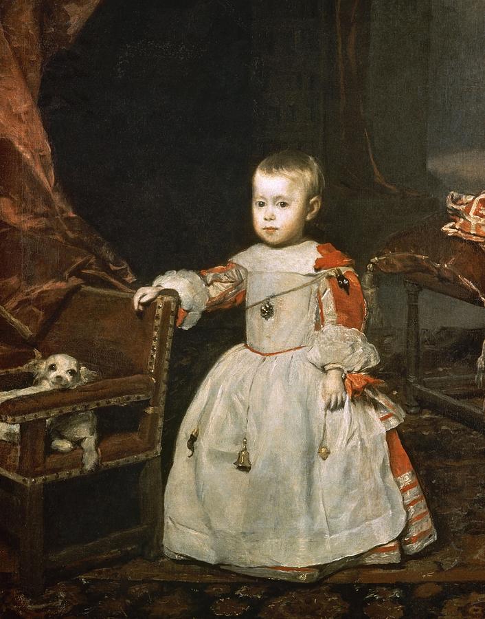 Spanish school. Infant Philip Prospero, 1659. Oil on canvas -1285 x 995-. DIEGO VELAZQUEZ . Painting by Diego Velazquez -1599-1660-