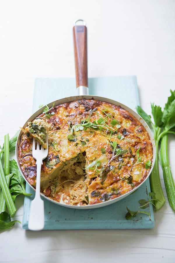 Spanish Tortilla With Celery And Chorizo Photograph by Great Stock!