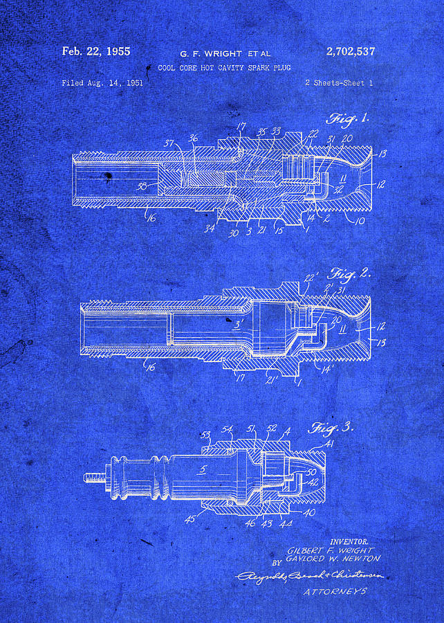 Vintage Mixed Media - Spark Plug Vintage Patent Blueprint by Design Turnpike
