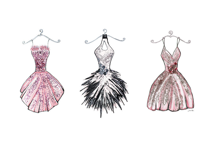 Sparkling Mixed Media - Sparkling Dress Trio by Gina Ritter
