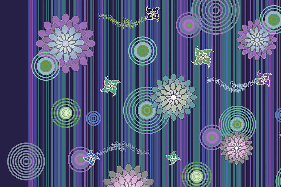 Sparkling Flower -Tremble Series -Blue, Rectangle- ArtToPans original fashion creative pop art Digital Art by Artto Pan