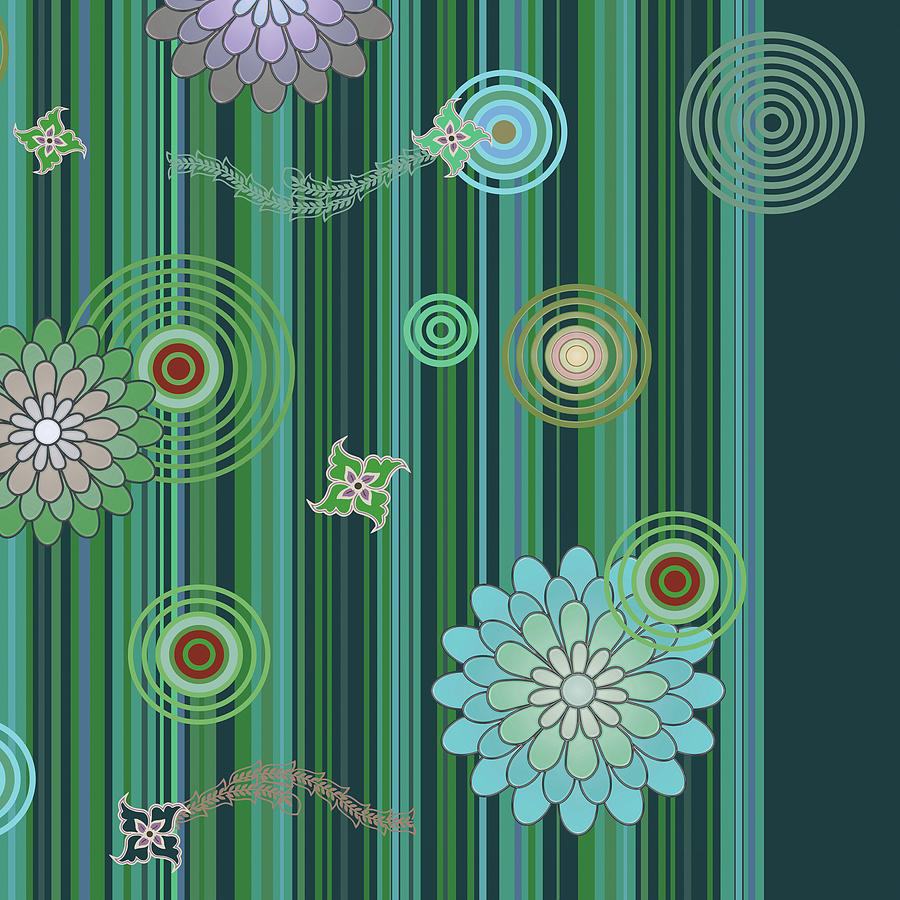 Sparkling Flower - tremble Series -Green, Square- Arttopan Original Fashion Creative Pop Art Digital Art by Artto Pan