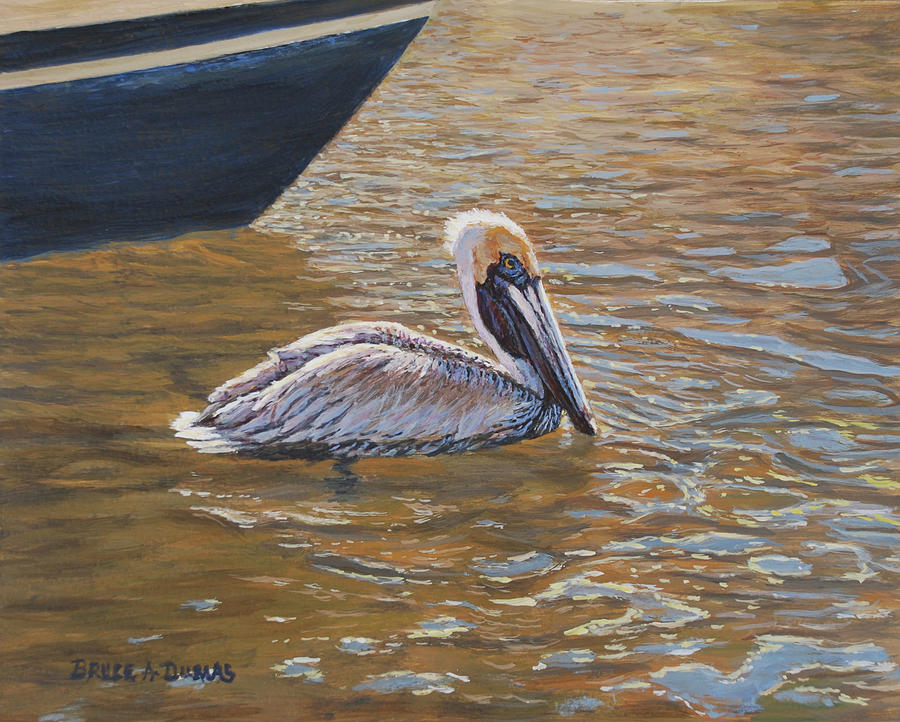 Bird Painting - Sparkling Water Pelican by Bruce Dumas