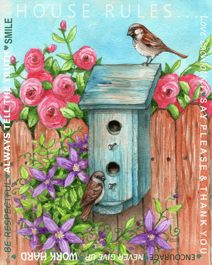 Sparrow Painting - Sparrow House Rules by Melinda Hipsher