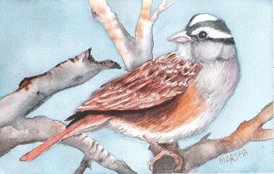 Sparrow Painting by Marsha Woods