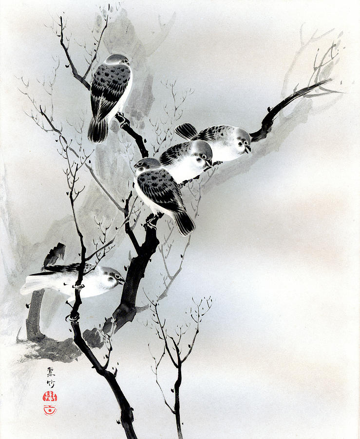 Sparrows Painting by Puri-sen