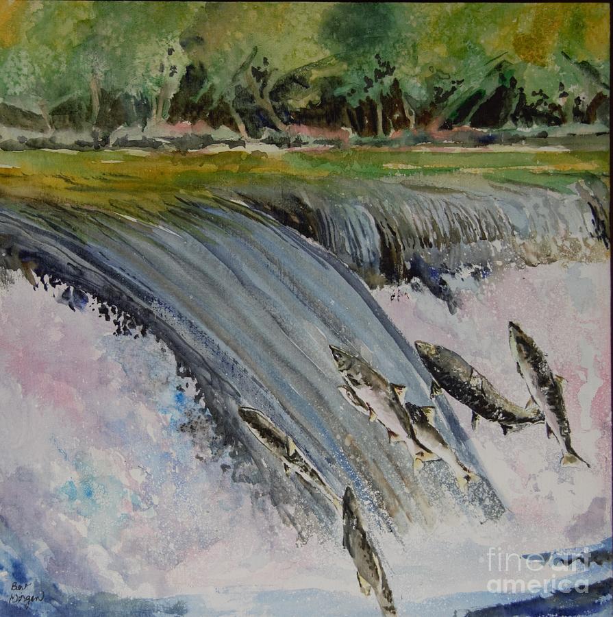 Spawning Salmon Painting by Bev Morgan
