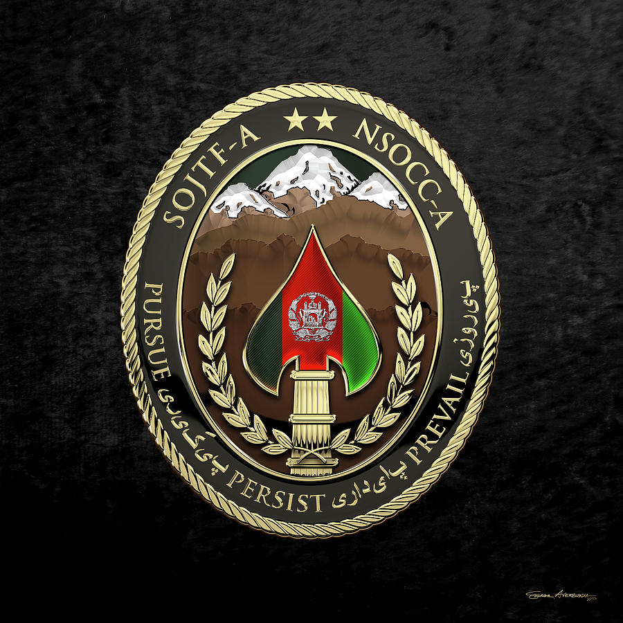 Special Operations Joint Task Force - Afghanistan -  NSOCC-A/SOJTF-A Patch over Black Velvet Digital Art by Serge Averbukh