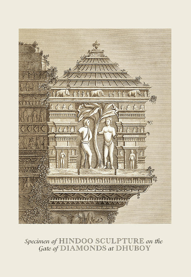 Specimen of Hindu Sculpture Painting by Baron de Montalemert