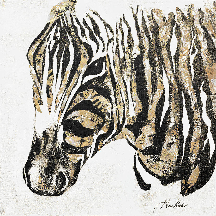 Animal Mixed Media - Speckled Gold Zebra by Gina Ritter