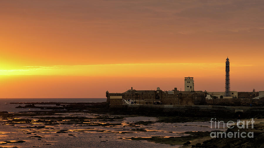Spectacular Sunset on Saint Sebastian Castle Cadiz Spain Photograph by Pablo Avanzini