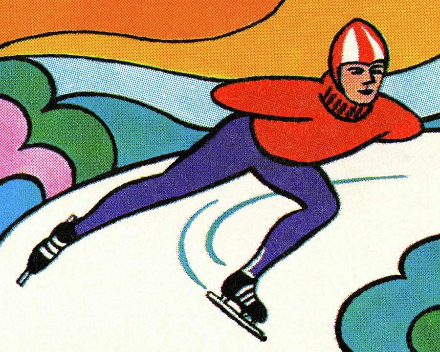 Sports Drawing - Speed Skater by CSA Images