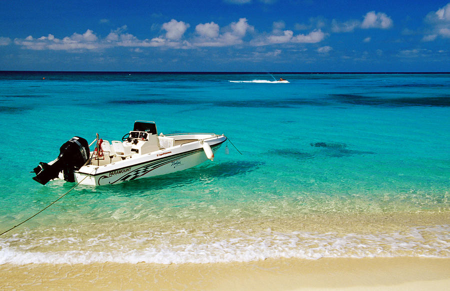 Speedboat Moored At Conroy Beach Photograph by Richard Cummins Speedboat Moored At Conroy Beach Photograph by Richard Cummins