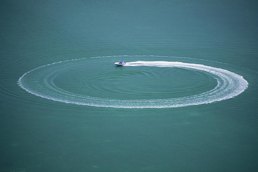 Speedboat With Circular Wake Photograph by William R. Sallaz