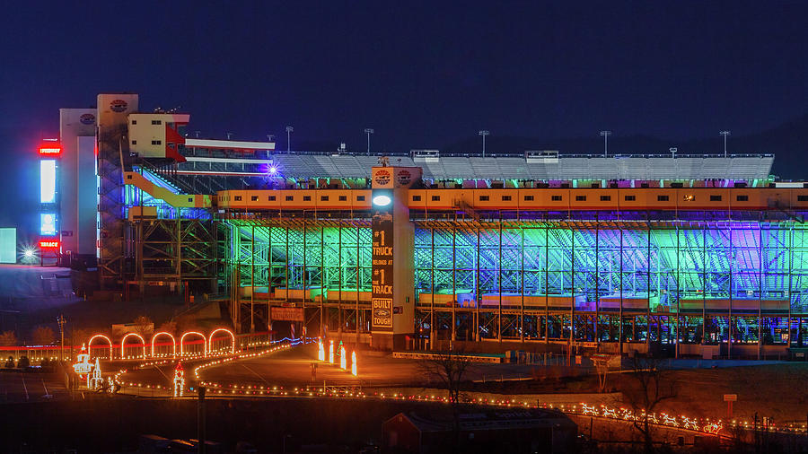 Speedway in Lights at Bristol Motor Speedway Photograph by Greg Booher