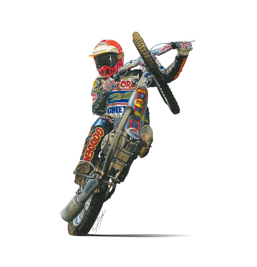 Speedway Wheelie Painting by Simon Read