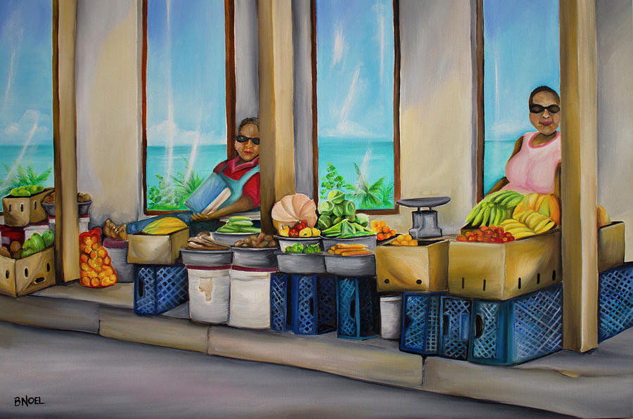 Speightstown Produce Ladies Painting by Barbara Noel