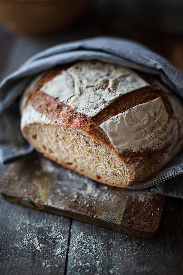 Spelt Bread Baked In A Pot, Sliced vegan Photograph by Jan Wischnewski