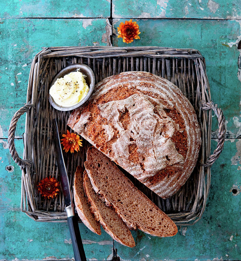 Spelt Wholemeal Bread With A Dish Of Butter Photograph By Udo Einenkel