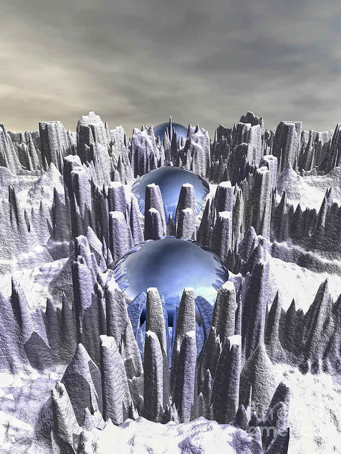Spheres In A Mountain Digital Art by Phil Perkins