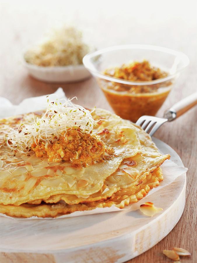 Spice Crepe With Bean Sprouts Photograph by Manfred Jahrei