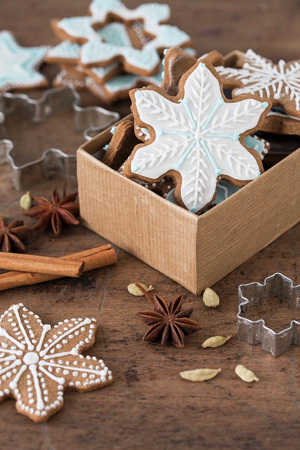Spiced Biscuits Decorated With Icing A Box Photograph by Malgorzata Laniak