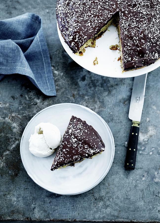 Spiced Cake With Chocolate Icing Photograph by Mikkel Adsbl