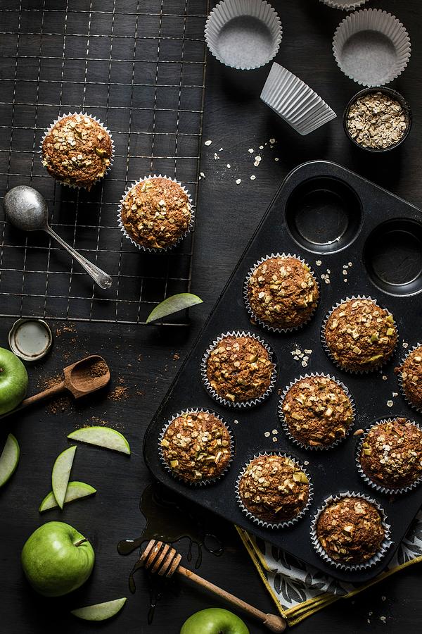 Spiced Carrot And Apple Cupcakes With Oatmeal Photograph by Magdalena Hendey