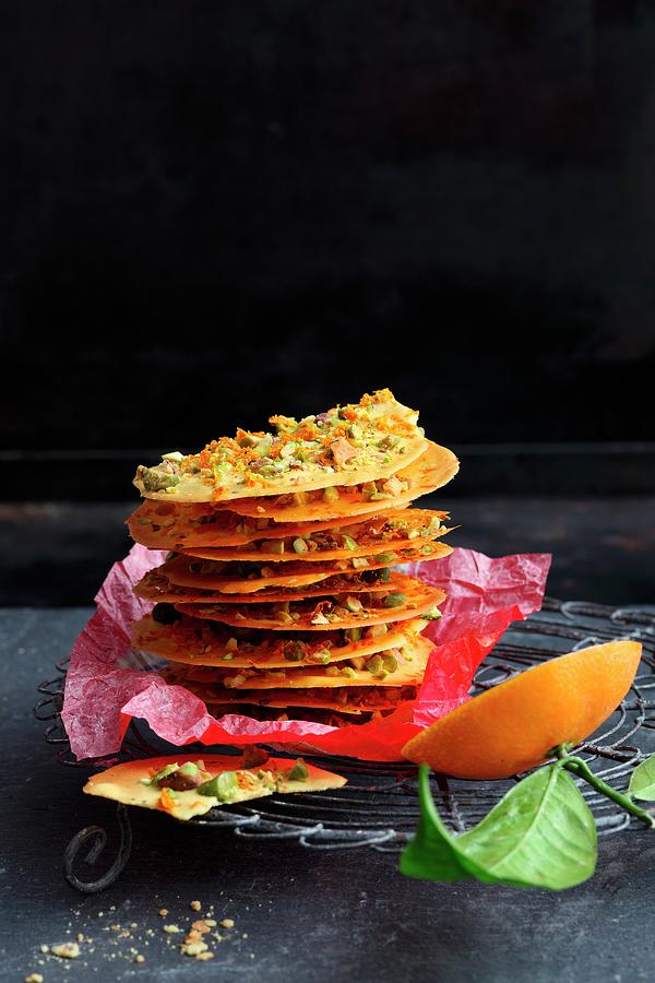 Spiced Mandarin Thins With Pistachios And Anise Photograph by Jalag / Mathias Neubauer