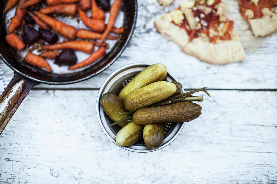 Spiced Pickles, Roasted Vegetables And Tomato Gallete Photograph by Nika Moskalenko