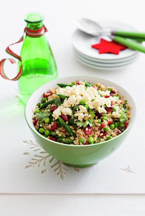 Spiced Rice With Peas And Cranberries As A Christmas Side Dish Photograph by Andrew Young