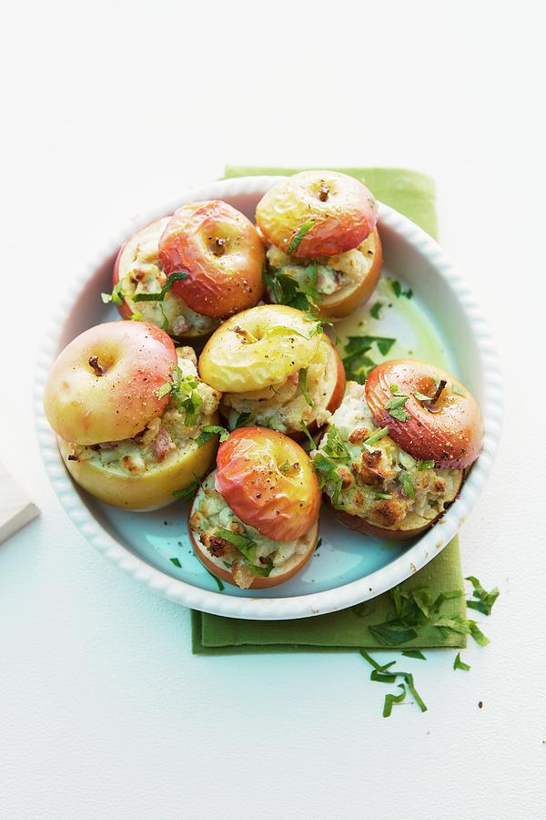 Spicy Baked Apples With Ham And Gorgonzola Photograph by Michael Wissing