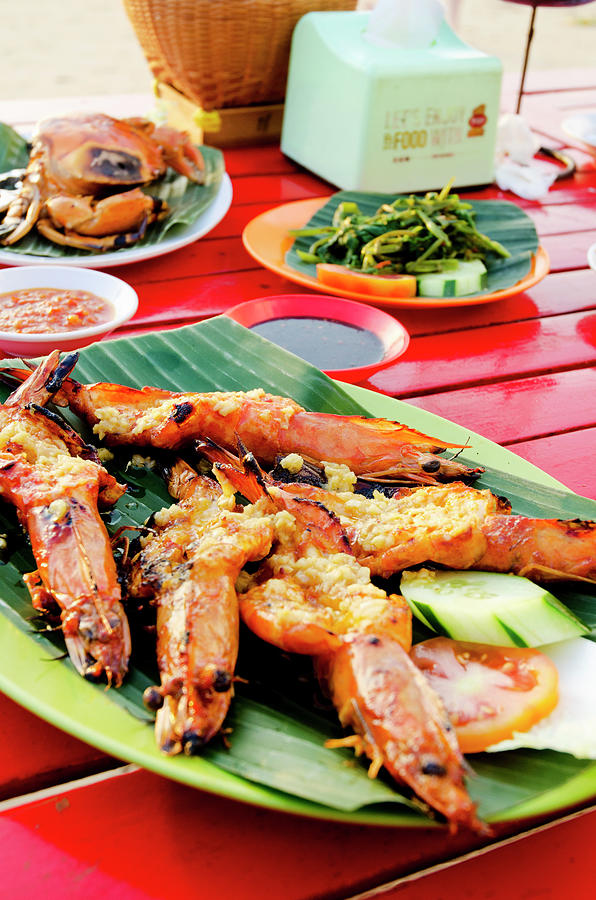 Spicy Butterflied King Prawns With Chili And Ginger In Bali Photograph by Jamie Watson