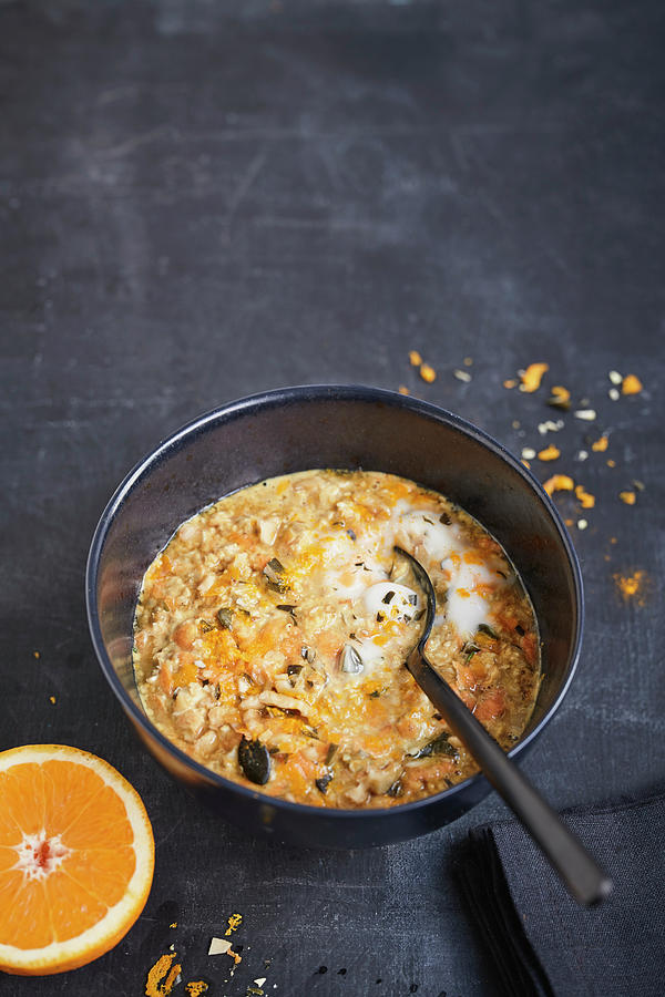 Spicy Carrot And Apple Overnight Oats With Almond Yoghurt Photograph by Brigitte Sporrer / Stockfood Studios