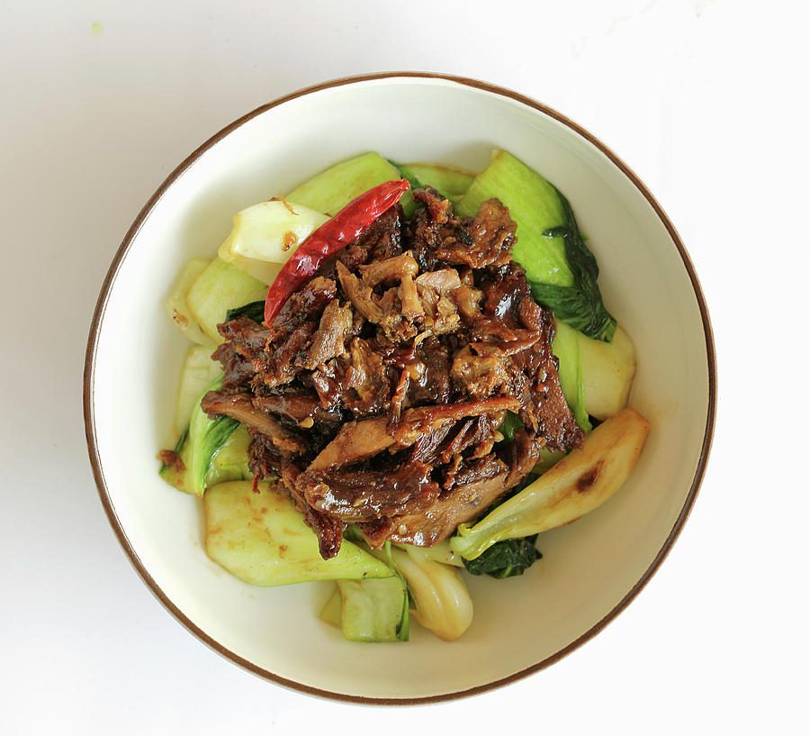 Spicy Duck With Sauted Bok Choy Photograph by Emel Ernalbant